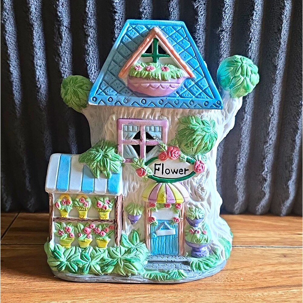 Easter Jubilee Porcelain Multicolor Easter Bunny House Figurine w/ Box